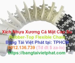xích nhựa băng tải xương cá mặt cao su hoặc silicon