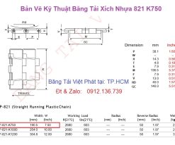 Bản vẽ kỹ thuật của băng tải xích nhựa 821 K750